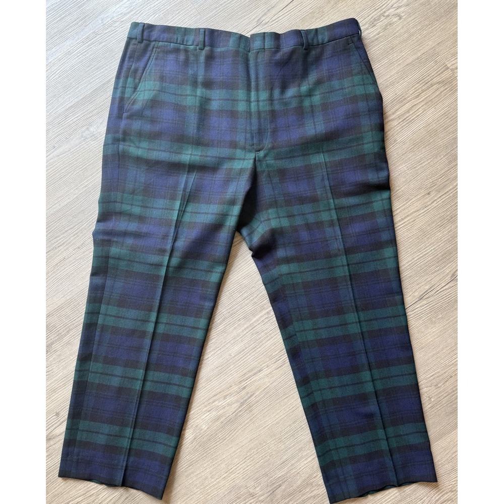 VTG Brooks Brothers Plaid Wool Pants Mens 40 x 28 1/2 + ext Flannel Tartan